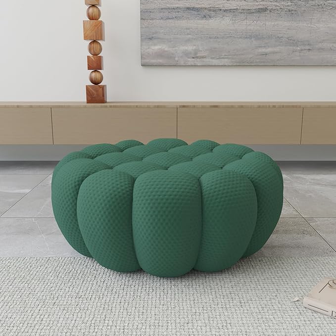 JACH Modern Comfy Ottoman, 41.24'' Bubble Footstool, Upholstered Mesh Fabric Bubble Couch Sofa, 3D Honeycomb Shape Ottoman for Living Room, Office, Apartment, Small Space (Green)