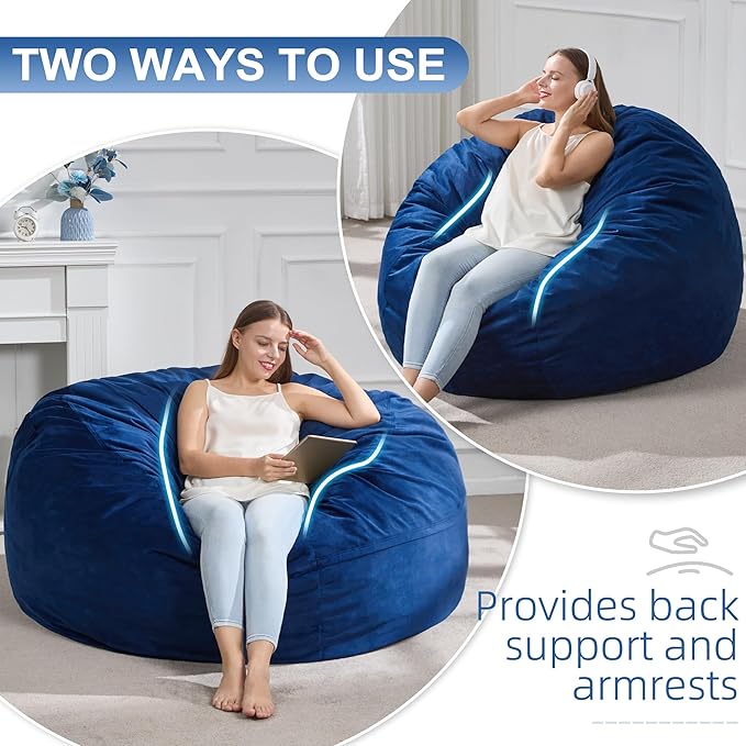 Hobestluk 4FT Bean Bag Chair Giant Bean Bag Chairs for Adults Large Bean Chairs with Removable Cover, Beanbag Chair with Filler, Adult Bean Bag Chairs for Living Room, Bedroom