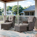 Belord 4 Pieces Patio Furniture Sets, Wicker Patio Swivel Glider Chair with Ottomans, Outdoor Furniture Set for Outside Porch, Deck, Balcony, Garden