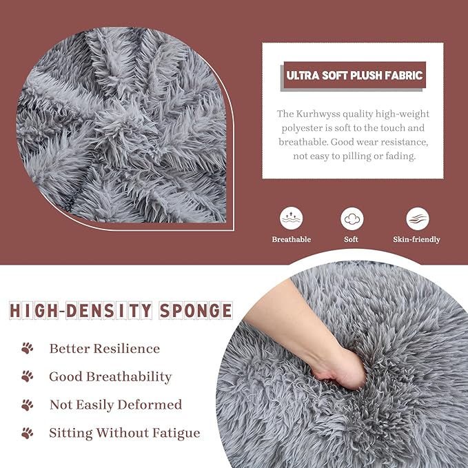 Upholstered Human Dog Bed for Adult & Pets, Convertible Lazy Sofa Bed with 5 Adjustable Position, Comfy Tatami Bean Bag Lounge Chair with 2 Soft Pillows for Bedroom Living Room (Light Gray Fluffy)