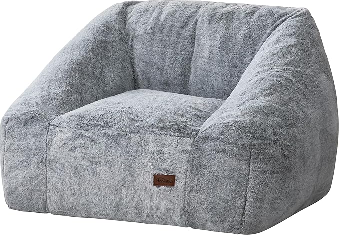 Hobestluk Bean Bag Chairs for Adults Giant Bean Bag Chair with Memory Foam Filling, Adult Beanbag for Bedroom, Living Room (Grey Two-Tone)