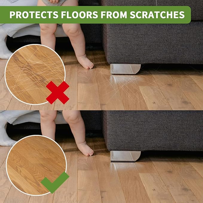 COVERCORNER Non Slip Furniture Pads 8 PCS 4'' Square - Anti Slip Furniture Pads - Self Adhesive Rubber Feet Furniture Feet - Chair Leg Floor Protectors - Keep Furniture in Place