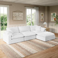 Forest aesthetics Modular Sectional Sofa Cloud Couch,Down Filled Comfy Cloud Modern Sofa,White Linen L Shape Oversized Couch Cushion Covers Removable Furniture for Living Room