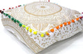 CRAFT KALA Gold Large Hippie Mandala Meditation Floor Ottoman Pillow Cushion Pouf Cover Square Poufs Bohemian Circle Floor Cushion Case Outdoor Fireplace Yoga Living Room Decor Cover 24" Square