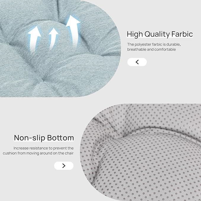 Love's cabin Memory Foam Chair Cushions Set of 4, Outdoor/Indoor Chair Pads for Dining Chairs 4 Pack, Seat Cushions for Kitchen, Dining Room, Office, Patio Chairs, 19"x19"x3.5" Light Blue