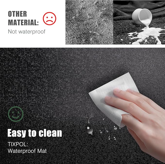 Chair Mat for Hard Floors, tixpol 60" x 75" Plastic Chair Mat for Hardwood Floors, Non-Slip Hard Floor Protector Desk Mat for Home Office, Waterproof Vinyl Floor Mat for Kids & Pets (Black)