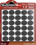 Yelanon Felt Furniture Pads -48 Pcs 1.5" Premium Felt Pads for Chair Legs Furniture, Floor Protectors for Hardwood Floors, Black