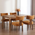 RIVOVA Velvet Dining Chairs Set of 4 Modern Dining Chair with Wood Legs, Upholstered Dining Chairs for Dining Room, Kitchen, Vanity, Living Room, Yellow Brown