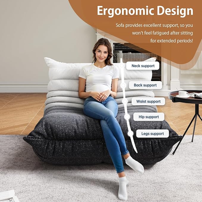 Selyteramy Oversized Bean Bag Chairs for Adults, Giant Beanbag Chair with Memory Foam, Comfy Lounge Chair Lazy Sofa for Apartment, Living Room, Bedroom, Office(Knit Fabric)