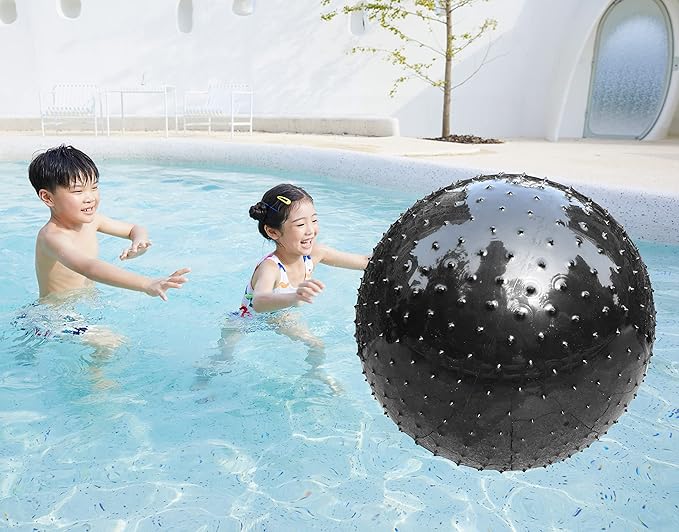 penepico Large Sensory Massage Ball for Kids, 33.5" 85CM Bouncy Exercise Ball, Big Inflatable Toys with Tactile Spikes, Outdoor Giant Yoga Balls, Large Beach Ball (1 Black)