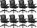 FelixKing Office Chair - Ergonomic Desk Chair Breathable Mesh Task with Wheels and Lumbar Support Home Desk Office Chairs with Flip up Armrest Rolling Swivel for Home Computer Black Pack of 8