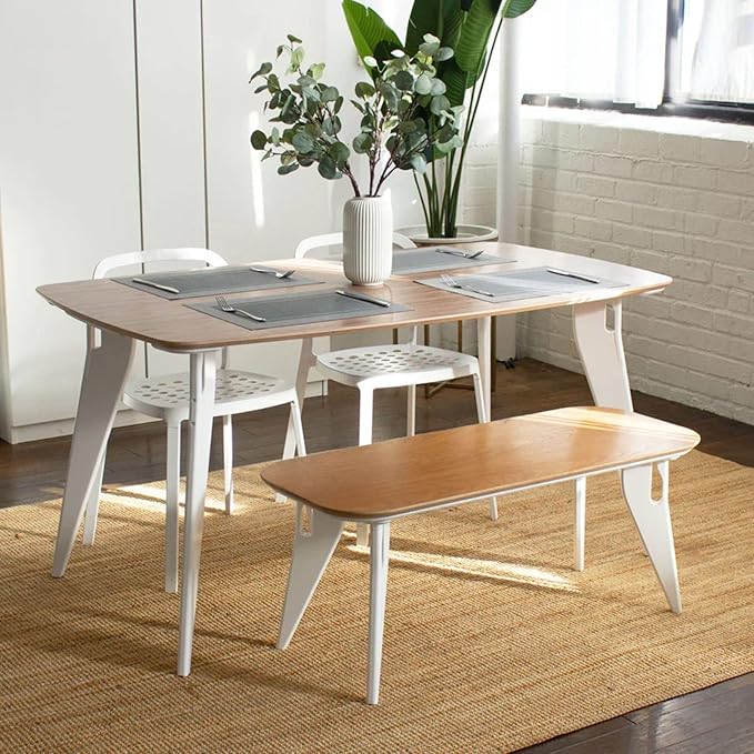HOEK Multipurpose Bench – Modern Work from Home Seating with No-Tools One-Click Assembly, Compact 42"x18" Space-Saving Design with Wall Hanging Cleat, Durable Laminate Surface (Birch/Black)