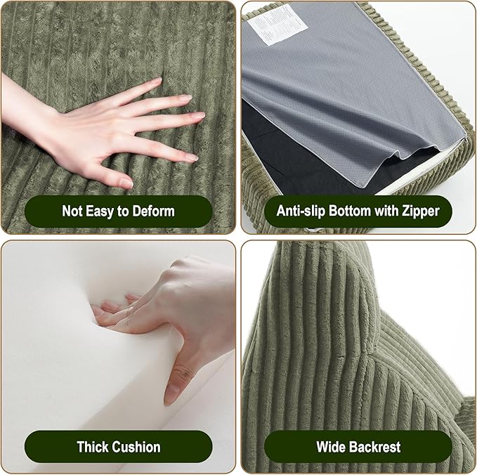 Bean Bag Chairs, Giant Bean Bag Chair for Adults, Memory Foam Lounge Chair, Comfy Lazy Floor Chair, Bean Bag Sofa for Living Room, Bedroom and Office, Single Bean Bag (Dark Green)