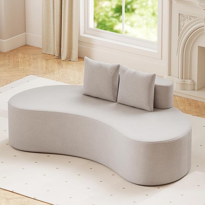 Giantex 78.5" Sofa Couch, Upholstered Loveseat with 2 Cozy Pillows, Low Backrest & Padded Seat, Anti-Slip Bottom, No Assembly, Modern Floor Couch for Living Room, Bedroom (Gray)