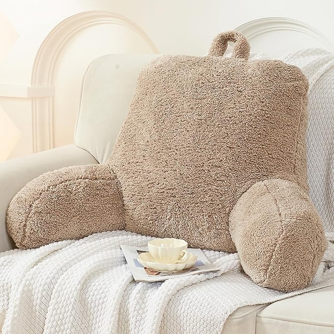 StarAneer Reading Pillow for Sitting in Bed, Back Pillow Reading Pillow with Arms & Back Support, Dorm Room Essential for Girls and Boys Bed Chair Pillow