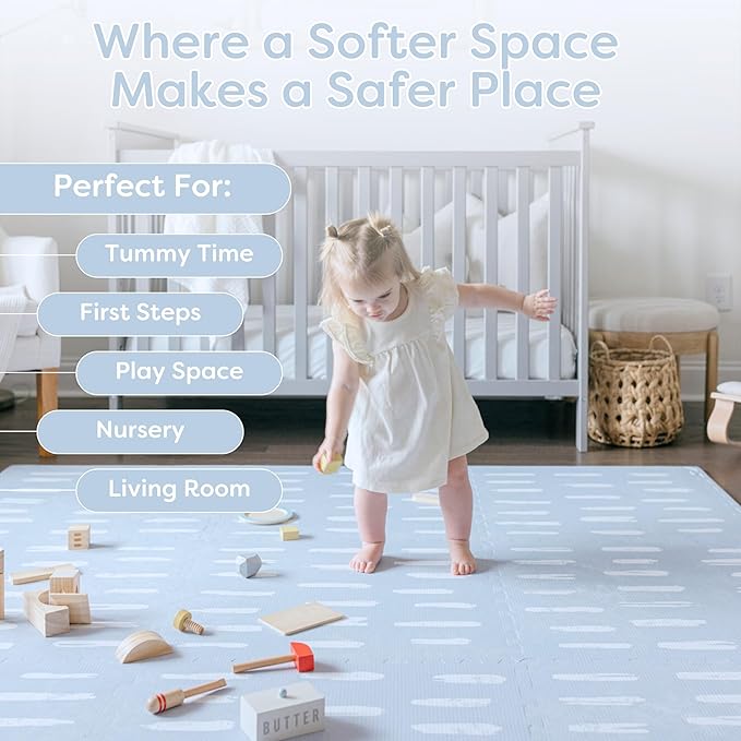 Baby Play Mat for Floor - Shoreline (6x6ft) - Premium EVA Foam Play Mat for Babies & Toddlers (Ages 0-5+) Non-Toxic Playmat for Tummy Time, Crawling & Playroom - Stylish & Comfortable