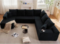Cloud Sectional Couch with L-Shape Chaise, Upholstered Corduroy Couches Stupendous U Shaped Sofas, Modern Modular Comfy Sofa with Deep Seat for Living Room Bedroom, No Assembly Required, Black