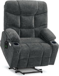 MCombo Oversized Power Lift Recliner Chair with Extended Footrest, Extra Wide 27.2" for Big and Tall Elderly People, Fabric R7399 (Dark Gray, Large-Oversize)