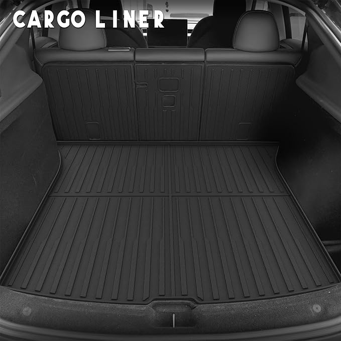 KARPAL Floor Mats Fit for Tesla Model Y Juniper 2025 2026 5-Seat (Not Fit 7 Seats), TPE All Weather Floor Mats & Trunk Mats Backrest Mat 6-PCS for Model Y Juniper Accessories