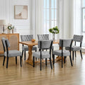 UVV Upholstered Dining Chairs Set of 6, Mid Century Modern Tufted Kitchen Chairs Dining Room Chairs, Velvet Dinner Chair with Wood Legs for Dining Room Kitchen, Light Grey-Black Legs