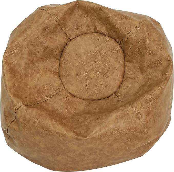 FDP Rustic Kid 22" Bean Bag Chair, Furniture for Kids, Perfect for Reading, Playing Video Games or Relaxing, Alternative Seating for Classrooms, Daycares, Libraries or Home - Pecan