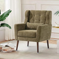 CHSICFOR Modern Accent Chair, Upholstered Arm Chair with Waist Pillow, Single Sofa Chair for Living Room Bedroom Small Spaces (Olive)