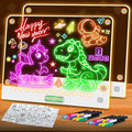 2 Pack Rechargeable LED Drawing Board for Kids with Tracing Pages, Lumi Board Magnetic Light Up Acrylic Dry Erase Board, LED Note Board, Valentines Day Gifts Toy for Kids/Girls