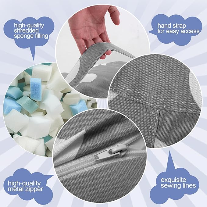 COMAX Bean Bag Chair for Kids, Kid Beanbag Chair Cute, Cotton Canvas Lazy Chair with Shredded Foam Filling, Stuffed Floor Sofa Couch for Boys and Girls, Grey Dots