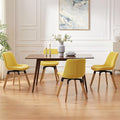 Art Leon Dining Chairs Set of 4, Mid Century Modern Swivel Dining Room Chairs, Fabric Upholstered Armless Side Chairs with Wood Legs for Kitchen Living Room Bedroom, Yellow