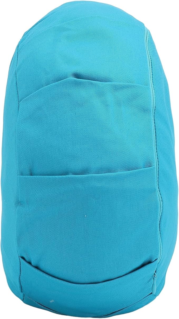 Ymiko Buckwheat Hull Meditation Pillow with Cotton Cover, Yoga Sitting Cushion for Floor Use, Kneeling Support with Carry Handle (Blue)