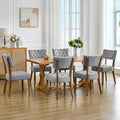 UVV Upholstered Dining Chairs Set of 6, Mid Century Modern Tufted Kitchen Chairs Dining Room Chairs, Velvet Dinner Chair with Wood Legs for Dining Room Kitchen, Light Grey