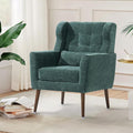 CHSICFOR Modern Accent Chair, Upholstered Arm Chair with Waist Pillow, Single Sofa Chair for Living Room Bedroom Small Spaces (Green)