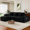 Buytime 104" Comfy Cloud Couch, Convertible Boneless Couches for Living Room, L Shaped Modular Sectional Sofa with Deep Seat, Double-Layer Cloud Cushion and Headrest, Black