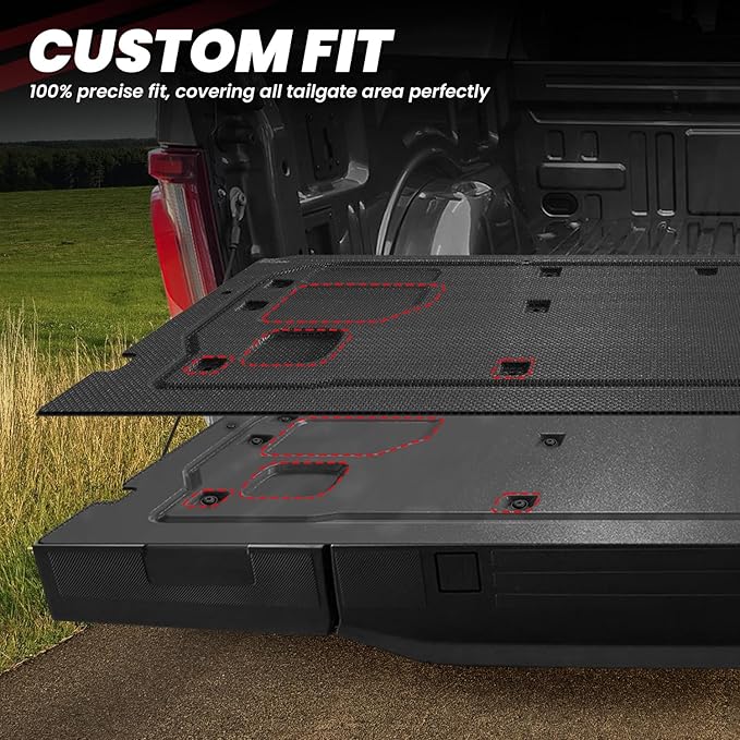 LASFIT Tailgate Mat for Ford F-150 2026 2025 2024 2023 2022 2021(Work Surface Only) Truck Tailgate Liner All Weather Protector Durable TPE Tailgate Cover-Easy to Clean
