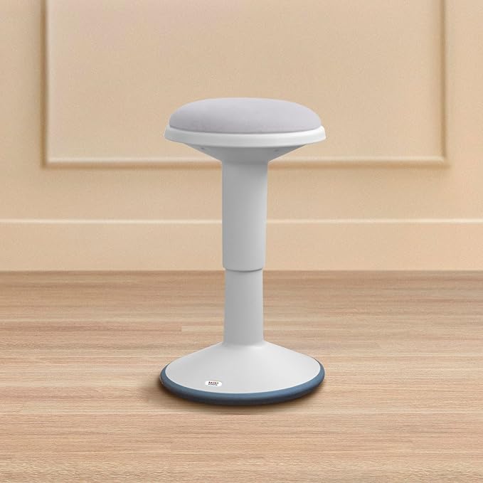 Adjustable Wobble Stool with Cushion, Flexible Seating, Light Grey