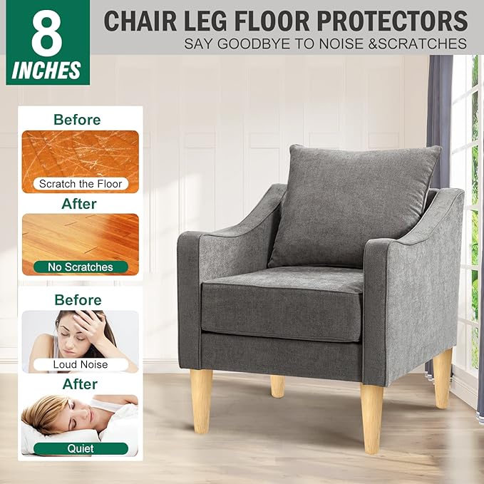 FoDau770 Rubber Wood Furniture Legs 8 Inches, Straight Tapered Wood Feet Mid Century Sofa Legs Set of 4, 5/16" UNC Furniture Feet Replacement Parts for Cabinet Couch Dresser Chair Ottoman Table