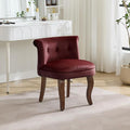 WUTUTUEE Velvet Vanity Chair with Solid Wood Legs, Tufted Upholstered Vanity Stool with Back, Mid Century Small Makeup Accent Chair for Bedroom, Living Room, Burgundy