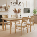 HNY Modern Farmhouse Dining Chairs Set of 4, White Sherpa Boucle Upholstered Seat Kitchen Chairs, Rustic Industrial Armless Side Chairs with Natural Wooden Frame for Dining Living Room Restaurant