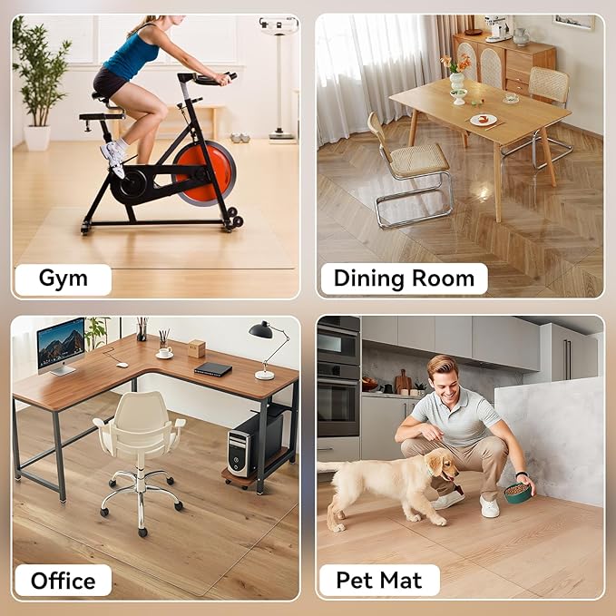 Clear Chair Mat for Hardwood Floor, 48 x 72 Inch Large Office Chair Mat, Plastic Floor Protector, 4'×6' Area Rug for Living Room, Heavy Duty Wood Tile Floor Mats for Home Laundry Dining Area