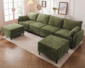 Rexulqo 135'' Modular Sectional Sofa with All Seats Storage, Oversized U Shaped Couch for Living Room,4-Seater Comfy Cloud Couches with Movable Ottoman,Big Sectionals for Bedroom,Velet,Green