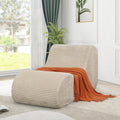 Corduroy Chaise Lounge Chair Couch Indoor Boneless Oversized High-Density Sponge Soft Sofa, Khaki