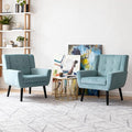 OO BY ORANGE ONLINE Set of 2 Velvet Accent Chair, Mid-Century Modern Tufted Armchair for Living Room, Bedroom & Office (Seafoam Green)