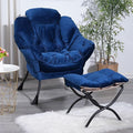 Modern Lazy Chair with Ottoman, Comfortable Lounge Chair for Bedroom, Chair and Ottoman Set, Lounge Accent Chair with Footrest for Bedroom, Garden and Courtyard