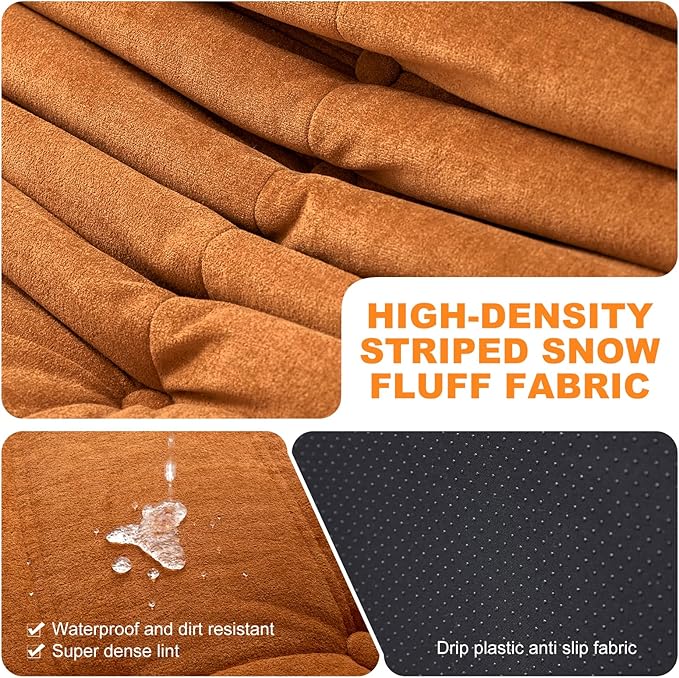 Full Foam Corner Chair – Comfortable Floor Couch for Adults, Waterproof Upholstery, Armless Fireside Lounge Chair for Living Room, Apartment, or Office (DarkOrange)