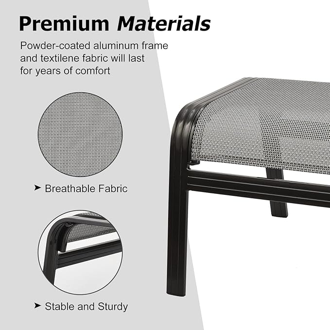 Deguifei Patio Ottomans Outdoor Foot Rest Aluminum Patio Footstool Samll Seat Wicker Furniture Patio Ottoman 2 Pieces Grey