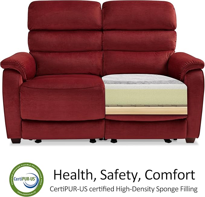 MCombo 87.2'' Wall Hugger Power Recliner Sofa with Drop Down Table, Reclining Sofa with Adjustable Headrest, USB Charge Ports, Reading Lamp, for Living Room, RVs, Fabric, ST258M3 (3-Seater, Burgundy)