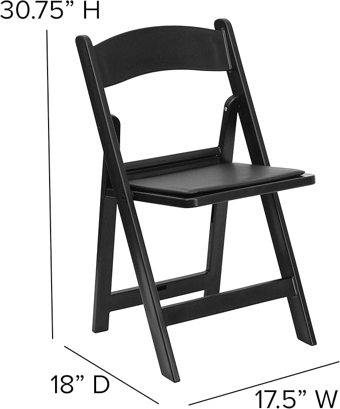 EMMA + OLIVER Folding Chair - Black Resin – 4 Pack 800LB Weight Capacity Comfortable Event Chair - Light Weight Folding Chair