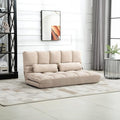 HOMCOM Convertible Floor Sofa Chair, Folding Couch Bed, Guest Chaise Lounge with 2 Pillows, Adjustable Backrest and Headrest, 51.25" L, Beige