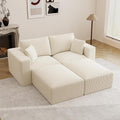 79" Modular Sectional Sofa, Cloud Couch Loveseat Memory Foam Boneless Couch with Chaise, Cozy Upholstered Corduroy Floor Couch, No Assembly Required Living Room Furniture for Apartment, Beige