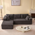 Afuson 107" Boneless Couch with Deep Seat, Modular Sectional Sofa, Cloud Sectional Couch for Living Room, No Assembly Required, Corduroy, L-Shape Left, Grey